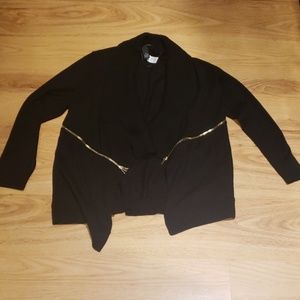 Black cardigan with gold zippers